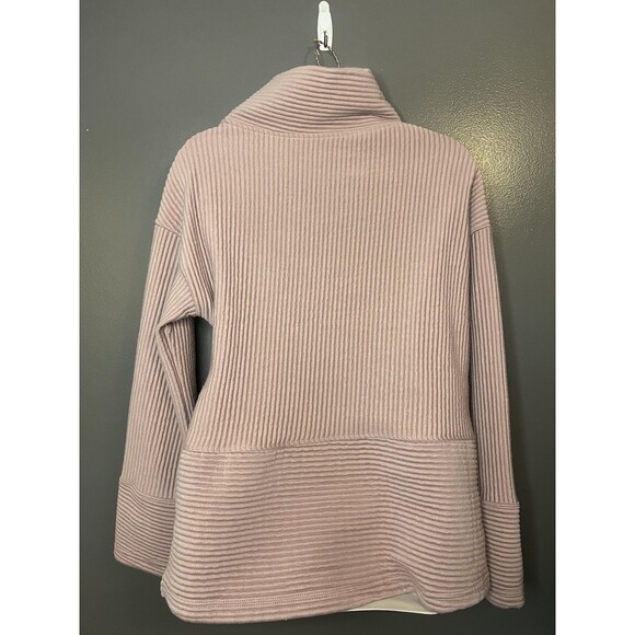 Tahari Sport Sweater Womens Small Pink Ribbed Shawl Collar Bell Sleeve Pullover - Picture 5 of 6